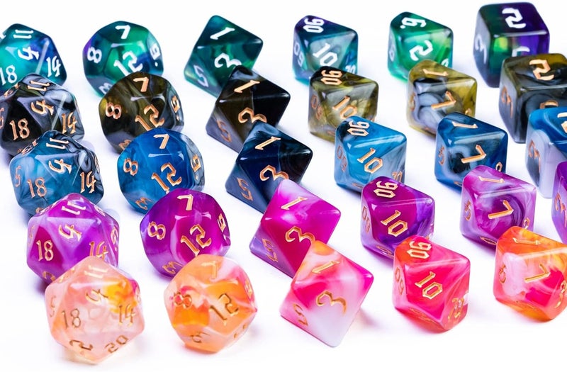 Poludie 5 Sets DND Dice Polyhedral Dice Set (35pcs) with 1 Large Leather Bag, D&D Dice Set for RPG Table Games. (5Sets-Tricolor) - Image 2